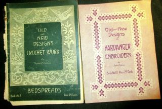 6 Neat Antique Sewing Books,  Hardanger Crochet Work Smocking Ormament Nshirring