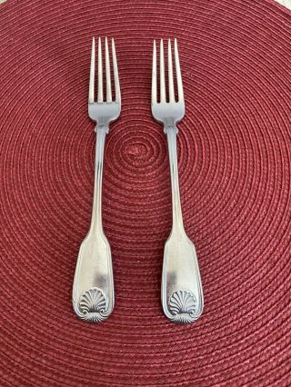 Reed And Barton Colonial Shell Vintage (1961) Stainless Flatware 2 Dinner Forks