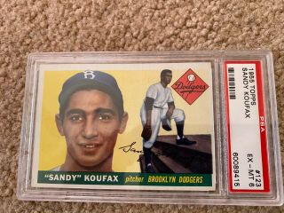 1955 Topps Sandy Koufax Rookie Hof Brooklyn Dodgers Psa 6 Ex - Mt 123