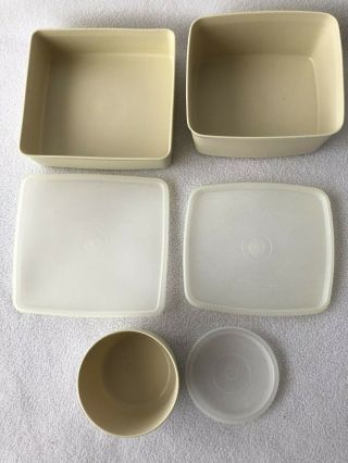 Vintage Tupperware Pak n Carry Lunch Box Yellow & Brown Set of 2 3