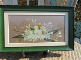 Vintage Asian Chinese Framed Pressed Flowers