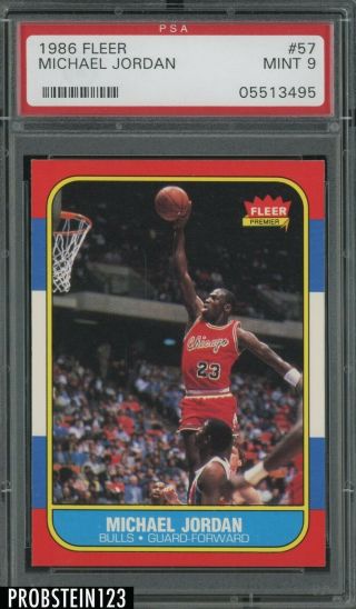 1986 Fleer Basketball 57 Michael Jordan Hof Rc Rookie Psa 9 " Dead Centered "