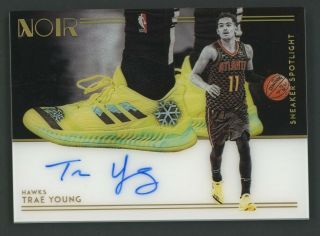 2018 - 19 Panini Noir Gold Trae Young Rc Rookie Sneaker Spotlight Auto 85/99