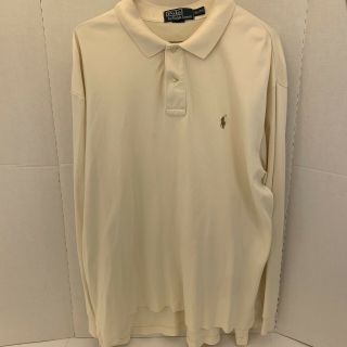Men’s Yellow/ Cream Vintage Polo Ralph Lauren Size Xl Long Sleeve Rugby Polo