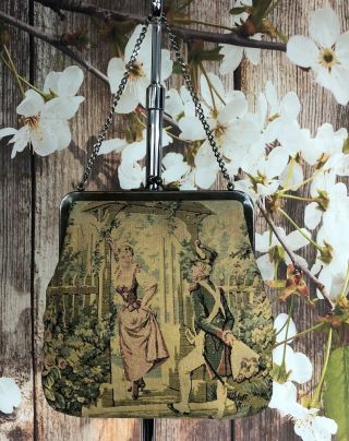 Vintage Tapestry Romantic Scene Evening Bag Purse
