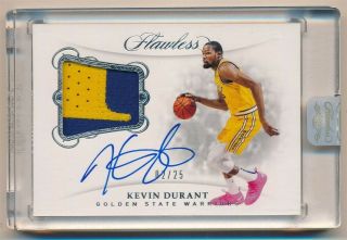 Kevin Durant 2018/19 Panini Flawless Autograph 2 Color Game Patch Auto /25