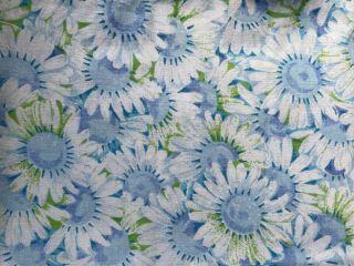 Vintage Lady Pepperell Twin Flat Sheet & Pillowcase Blue Daisy Floral Flowers