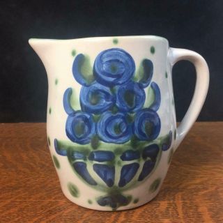 M.  A.  Hadley Pottery Bouquet 6 1/2 " Serving Pitcher Vintage Blueberry Water