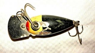 Heddon Dizzy Diver Wooden Lure Vintage Black and White With Stainless Steel Bill 3