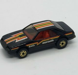 Vintage 1979 Hot Wheels Blackwall Black Ford Mustang Turbo S.  V.  O.  Red Interior