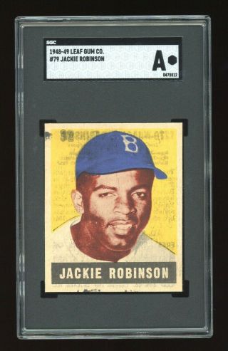 1948 Leaf 79 Jackie Robinson Rookie Sgc Graded Authentic 4 Sharp Corners