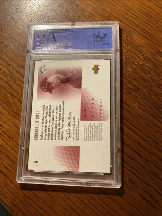 2001 Tiger Woods SP Authentic Red Sign Of The Times Auto /273 PSA SOTT UD 3