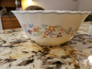 Vintage Arcopal France Victoria 7 " Nesting Mixing Bowl Swirl Blue Flowers