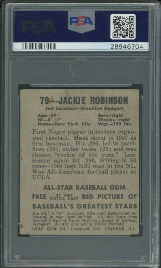 1948 Leaf 79 Jackie Robinson RC Rookie HOF PSA 1.  5 