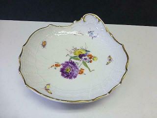 Vintage Kpm Hand Painted Porcelain Floral Candy Nut Bowl Dish Butterfly Bug