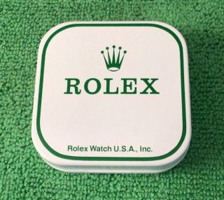 Vintage Rolex Watch Usa - Green & White Watch Parts Tin/ Storage Box