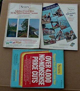 3 Different 1970 And 1971 Vintage Sears Catalogs -