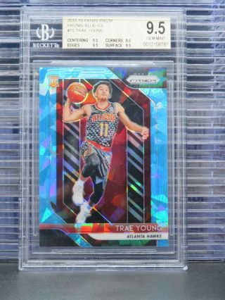2018 - 19 Prizm Trae Young Blue Ice Prizm Rookie Card Rc 36/99 Bgs 9.  5 Q9