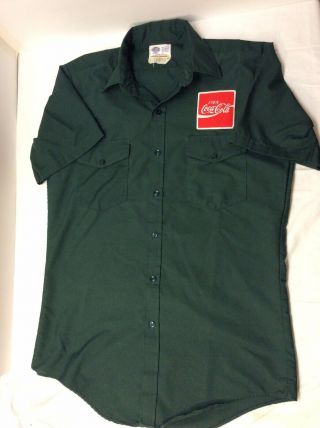 Vintage Coca Cola Coke Uniform Delivery Shirt 15 1/2” Neck Green Ss Short Hip M