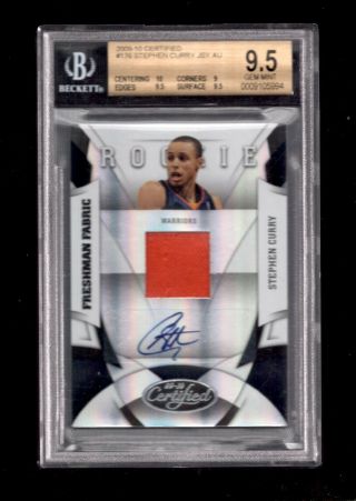 2009 - 10 Panini Certified Stephen Curry Jersey Auto Rc /399 Bgs 9.  5 Gem