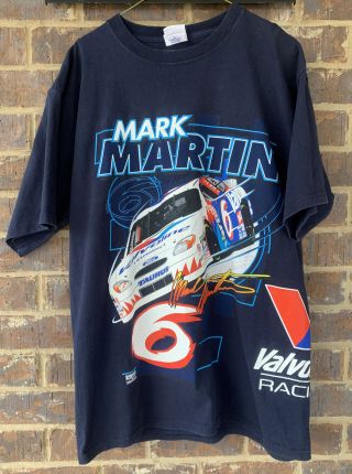 Vintage 2000 Mark Martin T - Shirt Nascar All Over Print Sz Xl Valvoline Racing