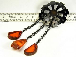 Old Vintage Baltic Amber Stone Brooch Authentic Unique Women 