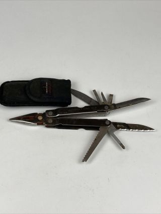 Vintage Leatherman Tool Multi - Tool With Leather Sheath Knife Saw