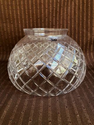 VINTAGE ART DECO DIAMOND PATTERN CLEAR GLASS LAMP SHADE GLOBE 30 2