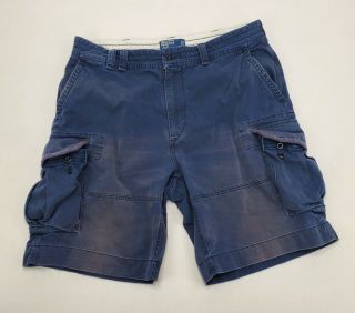 Polo Ralph Lauren Heavy Military Cargo Shorts Distressed Size 38 Vintage Rl