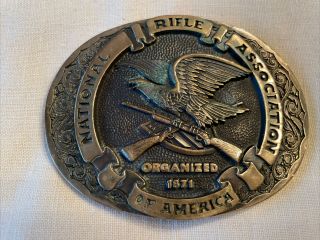 Vintage Brass Belt Buckle National Rifle Association Nra Norman Company