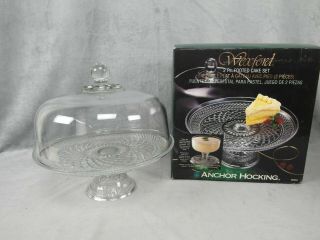 Vintage Anchor Hocking Wexford Glass 2 Piece Footed Cake Set