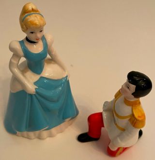 Vintage Disney Cinderella & Prince Charming Ceramic Figures - Made In Japan