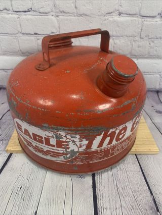 Vintage Eagle The Gasser 2.  5 Gallon Gas Fuel Metal Can Galvanized Xm - 2 1/2
