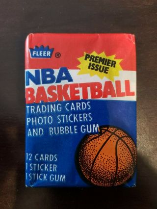 1986 - 87 Fleer Basketball Wax Pack Larry Bird Sticker Jordan Rookie Year
