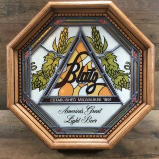 Vintage 1978 Blatz America’s Great Light Beer Stained Glass Plastic Octagon Sign