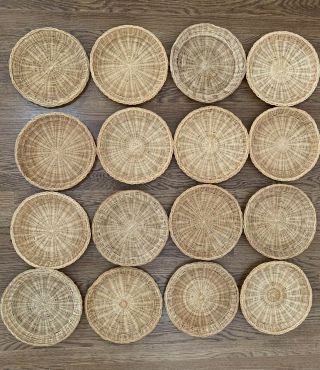 Vintage Wicker Rattan Paper Plate Holders - Set Of 16 - Camping,  Picnic
