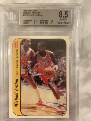 1986 - 1987 Michael Jordan Fleer Sticker Rookie Card Bgs 8.  5 Priced To Sell