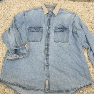 Mens Abercrombie & Fitch Vintage Denim Corduroy Collared Button Up Shirt Size Xl