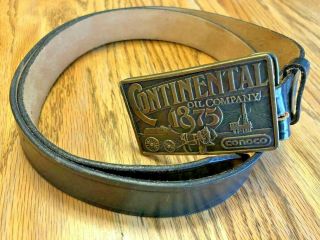 Vintage 1975 Conoco / Continental Oil Company Buckle & Belt - Size 40