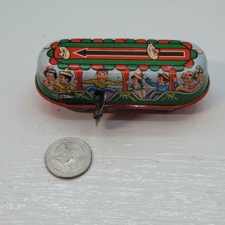 Vintage Tin Lithograph Litho Wind - Up Toy Bus Car Made In Western Germany W/ Key