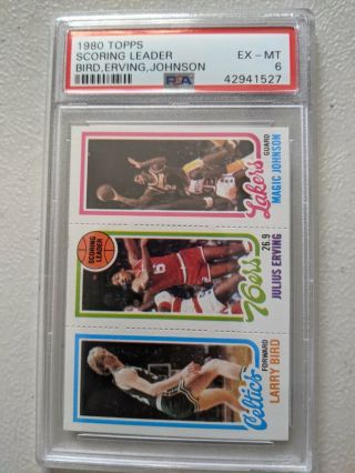 1980 Topps Larry Bird/ Julius Erving/ Magic Johnson Psa 6 Basketball Card