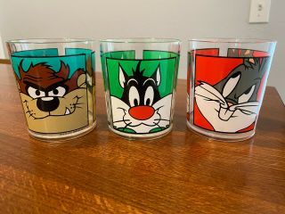 Vtg Looney Tunes Plastic Cups Bugs Bunny Sylvester Taz 1991 Zak Design