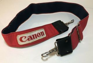 Classic Vintage Wide Red Canon Patch Hippie Style Camera Strap A2970 70s 80s Vtg