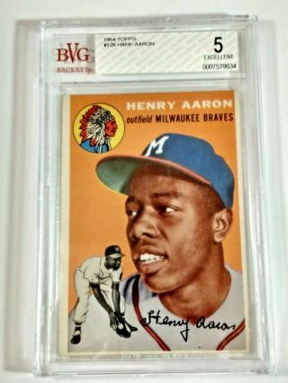 1954 Topps Hank Aaron Rookie Card 128 Beckett Bvg 5 Holy Grail Rc Bgs