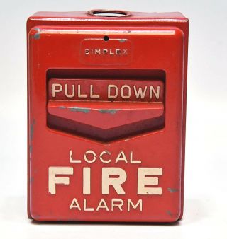 Vintage Industrial Simplex Pull Down Local Fire Alarm