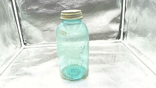 Vtg 1/2 Gal.  Aqua - Blue Ball Canning Jar 1923 - 1933 No.  13 With Zinc Lid