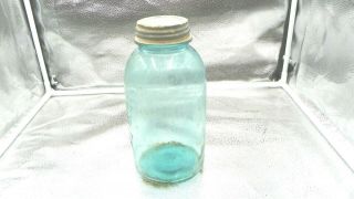 vtg 1/2 gal.  aqua - blue ball canning jar 1923 - 1933 no.  13 with zinc lid 2