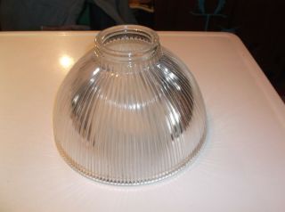 Vintage Glass Large Ribbed Holophane Lamp Light Shade Diffuser