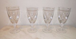 Vintage Mikasa Jasmine Crystal Red Wine Glasses Set Of 4 Nos 6 1/2 " Tall