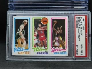 1980 - 81 Topps Larry Bird Julius Erving Johnson Rookie Card Rc Psa 8 O58